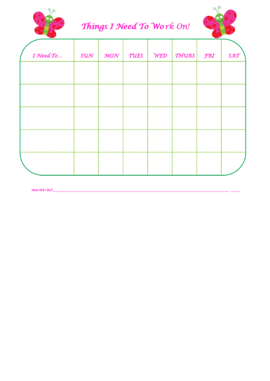 Things I Need To Work On Behaviour Chart - Rosy Butterfly Printable pdf