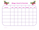 Things I Need To Work On Behaviour Chart - Rainbow Butterfly