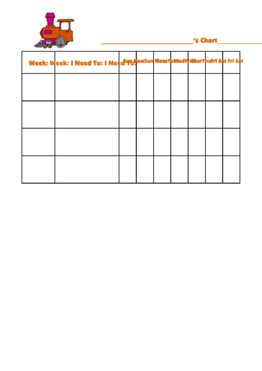Fillable Chore Chart - Things I Need To - Orange Locomotive Printable pdf