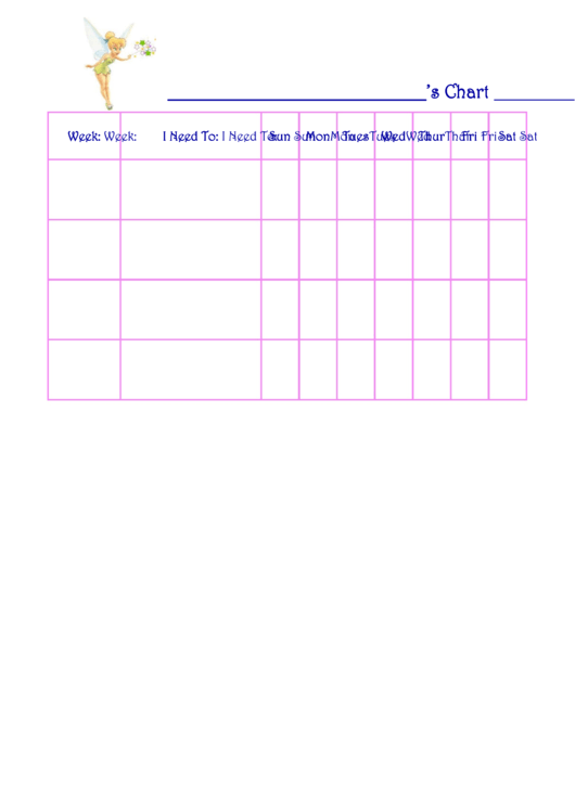 Fillable Chore Chart - Things I Need To - Fairy Printable pdf