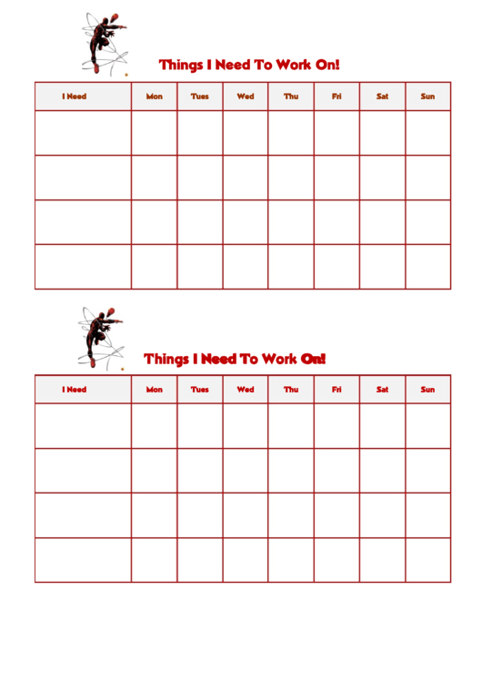 Things I Need To Work On Behaviour Chart - Superhero Printable pdf