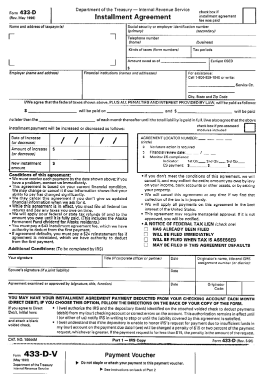 Form 433-D - Installment Agreement Printable pdf