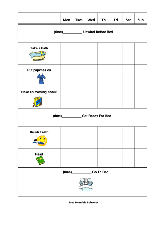 Chore Chart - Get Ready For Bed Printable pdf