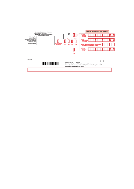 Fillable Form L-3 - Annual Reconciliation Printable pdf