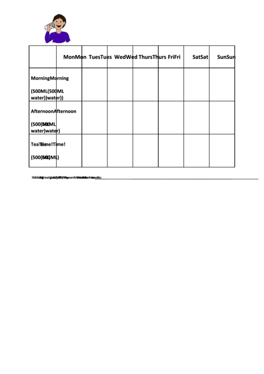 Daily Chore Chart - Water Drinking Printable pdf