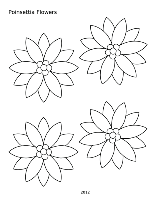 Coloring Template - Poinsettia Flowers Printable pdf