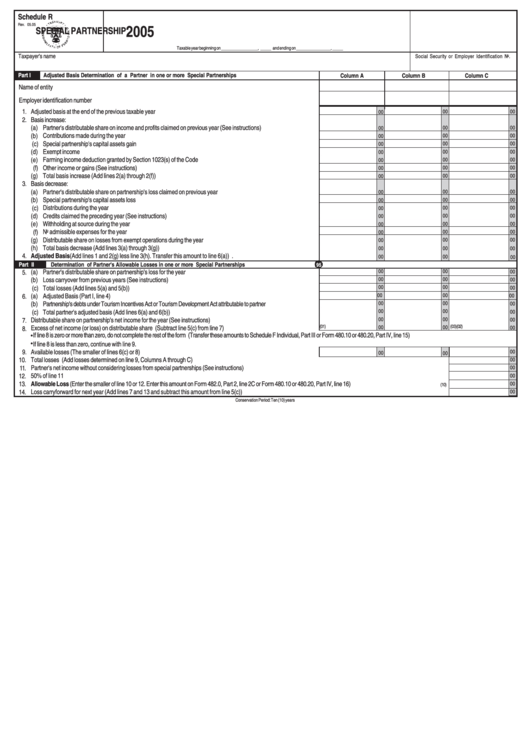 Schedule R - Special Partnership - 2005 printable pdf download