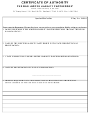 Certificate Of Authority Foreign Limited Liability Partnership - Conecticut Office Of The Secretary Of The State Printable pdf