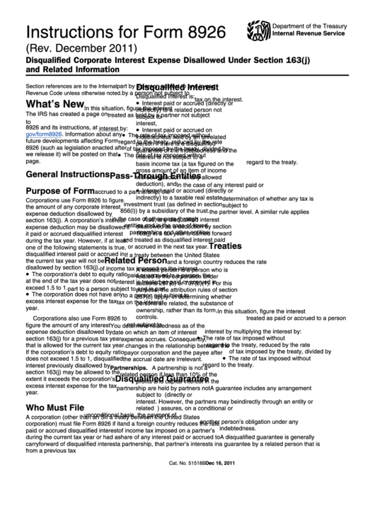 Instructions For Form 8926 Printable Pdf Download