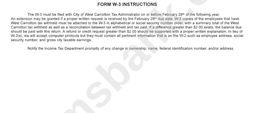 Instructions For Form W-3