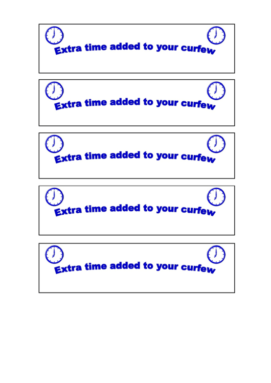 Behavior Template - Extra Time Added To Your Curfew Printable pdf