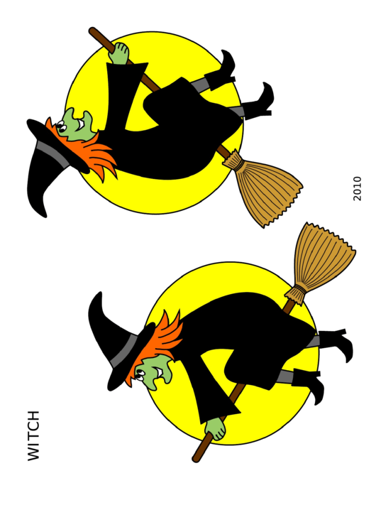 Multicolor Witch On A Broomstick Template printable pdf download