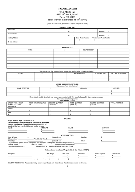 Printable Tax Organizer Template Printable Templates