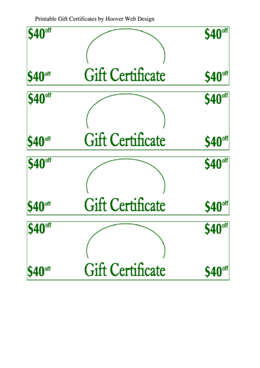 40 Dollars Off Gift Certificate Template Printable pdf