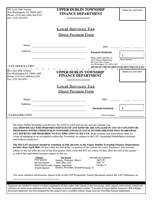 derry township local tax form