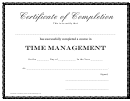 Course In Time Management Certificate Of Completion Template