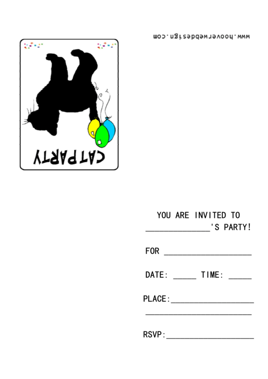 Cat Party Invitation Template printable pdf download
