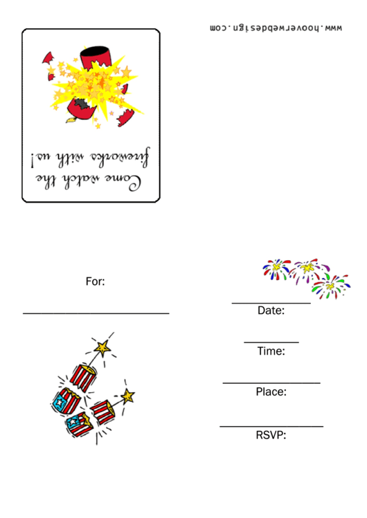 Fireworks Party Invitation Template Printable pdf