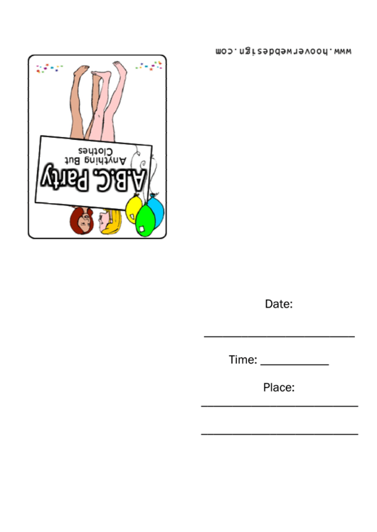 Invitation Template - Anything But Clothes Party Printable pdf