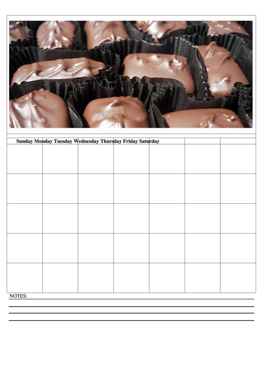 Chocolate Candies Themed Monthly Planner Template Printable pdf