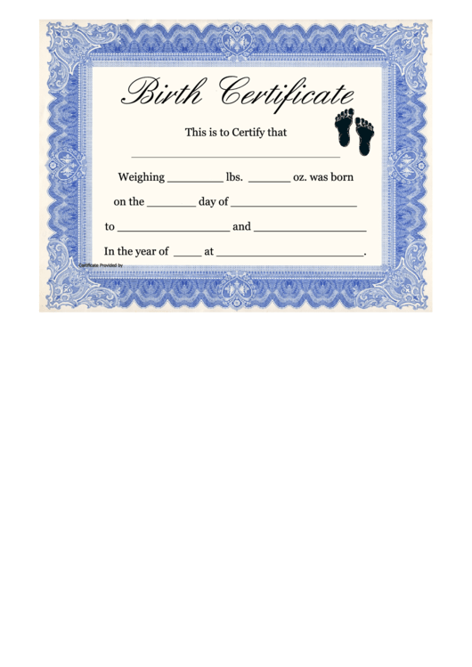 Fake Birth Certificate Template Printable pdf