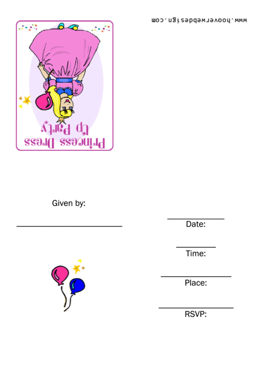 Invitation Template - Princess Dress Up Party Printable pdf