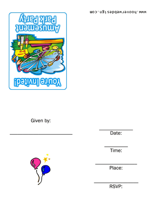 Invitation Template - Amusement Park Party Printable pdf