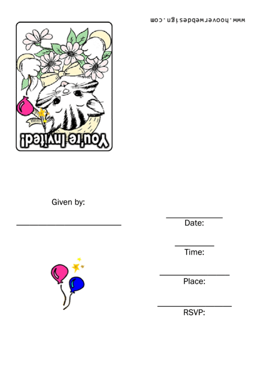 Cat - Party Invitation Template printable pdf download