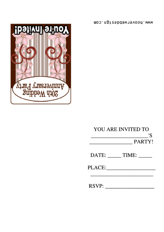 Invitation Template - 20th Wedding Anniversary Party Printable pdf