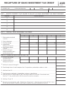 Form 49r - Recapture Of Idaho Investment Tax Credit - 2005