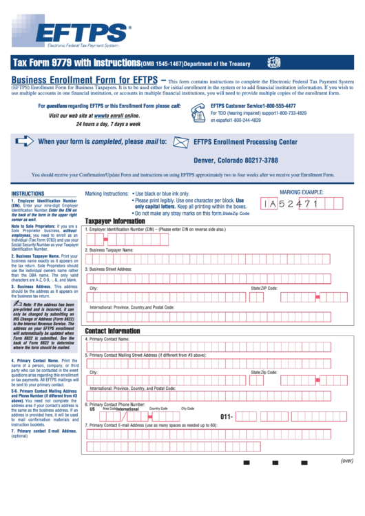 Tax Form 9779 With Instructions (2007) Printable pdf