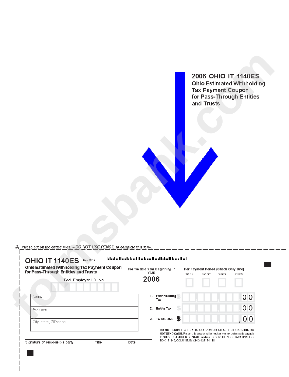 Form It 1140es - Ohio Estimated Withholding Tax Payment Coupon For Pass-Through Entities And Trusts - 2006