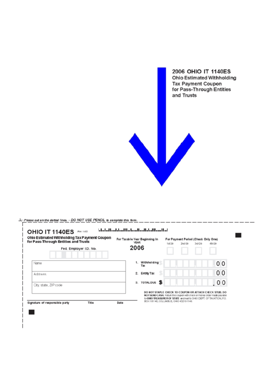 Form It 1140es - Ohio Estimated Withholding Tax Payment Coupon For Pass-Through Entities And Trusts - 2006 Printable pdf