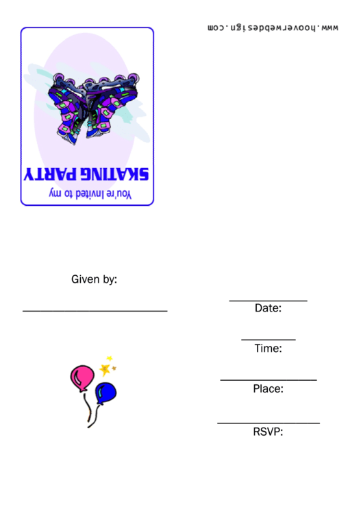 Skating Party Invitation Template Printable pdf