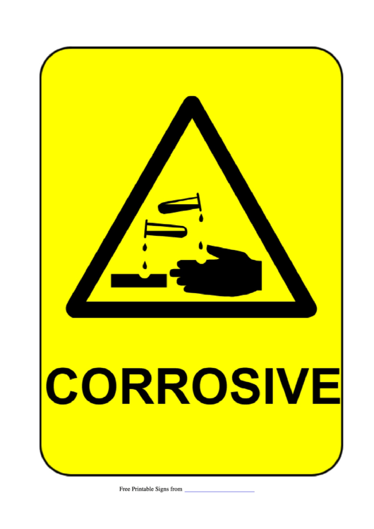 Corrosive Sign Template Printable pdf