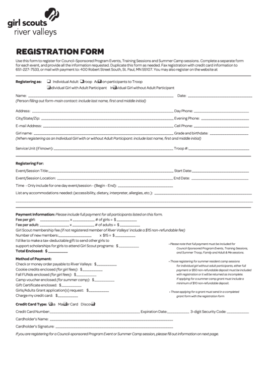 Fillable Registration Form Printable pdf