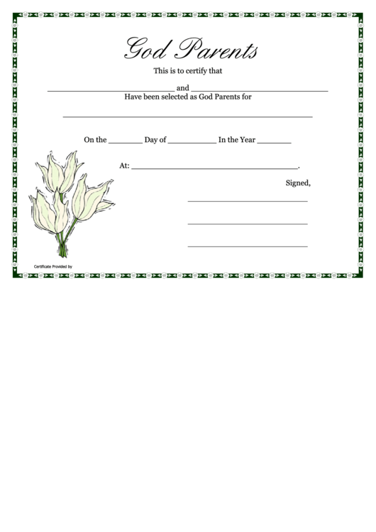 God Parents Certificate Template Printable pdf