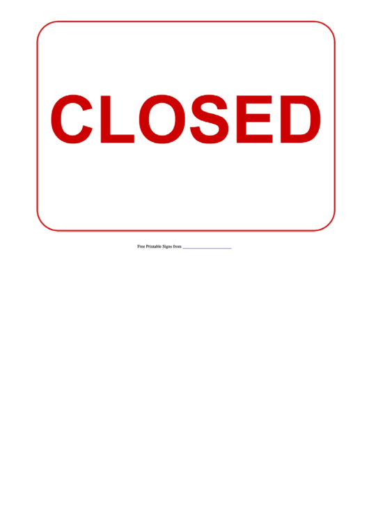 Closed Sign Template Printable pdf