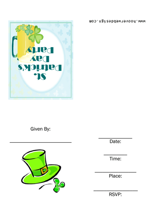 St. Patrick's Day Party Invitation Card Template