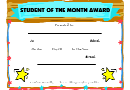 Student Of The Month Award Template