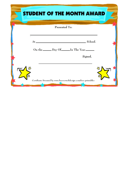 Student Of The Month Award Template Printable pdf