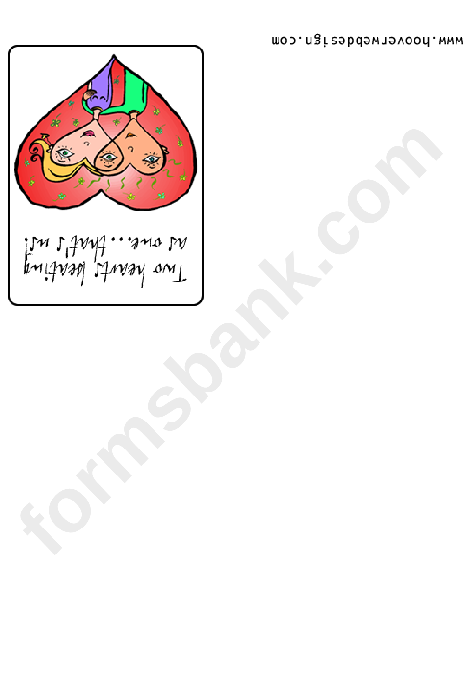 Two Hearts Beating As One Valentine Card Template