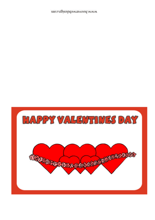 String Of Hearts Happy Valentines Day Card Template Printable pdf