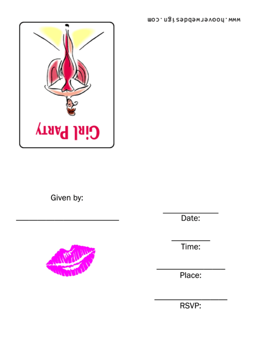 Girl Party Invitation Template Printable pdf