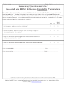Screening Questionnaire Or Seasonal And H1n1 Influenza Injectable Vaccination Form