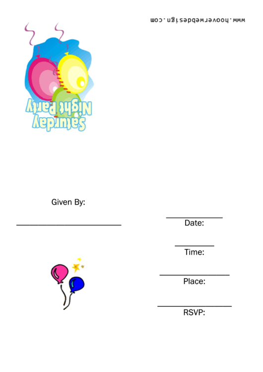 Saturday Night Party Invitation Template Printable pdf