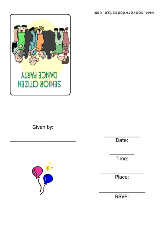 Senior Citizen Dance Party Invitation Template Printable pdf