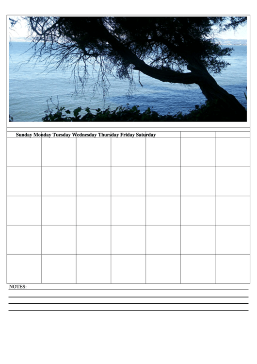 Sea View Themed Monthly Planner Template Printable pdf