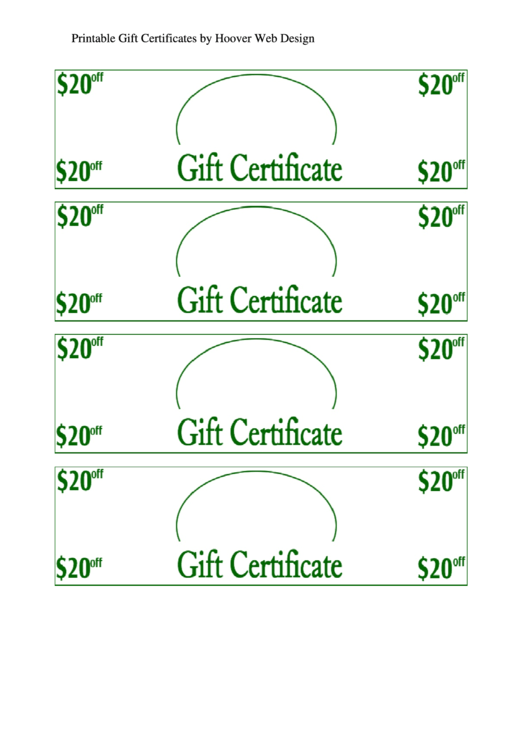 20 Dollars Off Gift Certificate Template Printable pdf