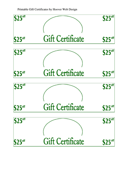 25 Dollars Off Gift Certificate Template Printable pdf